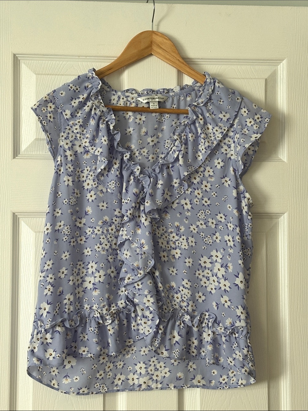 Counterparts Lavender Floral Ruffle Front Blouse